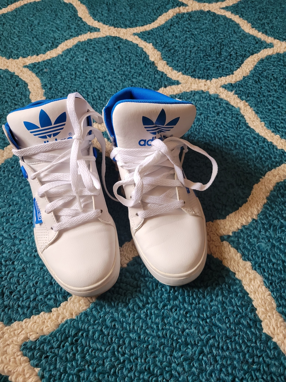 Adidas Kids' White & Blue High-Top Sneakers